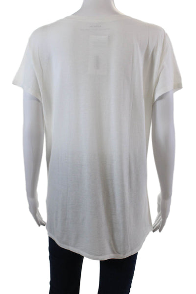 Vince Womens Cotton V-neck Short Sleeve Casual T-shirt White Size L