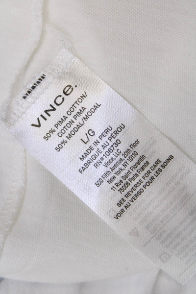 Vince Womens Cotton V-neck Short Sleeve Casual T-shirt White Size L