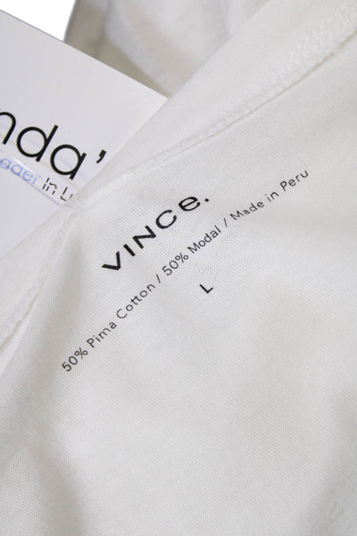 Vince Womens Cotton V-neck Short Sleeve Casual T-shirt White Size L