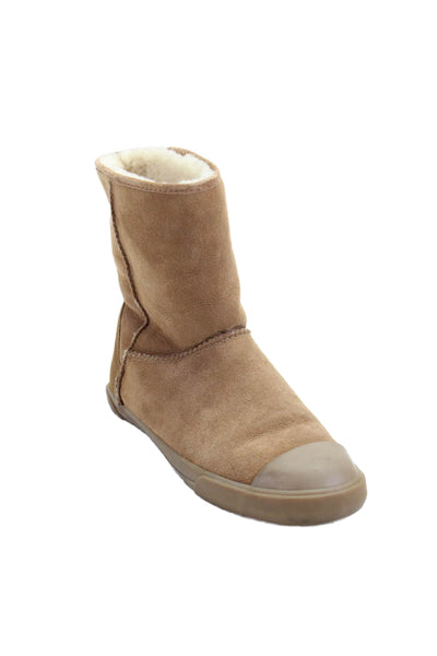 Ugg Womens Leather Sheepskin Cap Toe Classic Boots Chestnut Brown Size 4