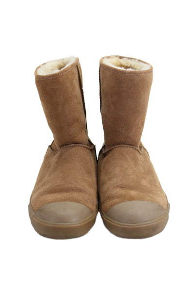 Ugg Womens Leather Sheepskin Cap Toe Classic Boots Chestnut Brown Size 4