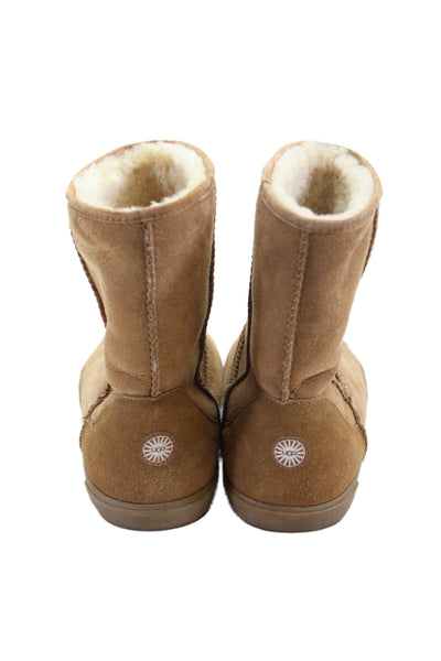 Ugg Womens Leather Sheepskin Cap Toe Classic Boots Chestnut Brown Size 4