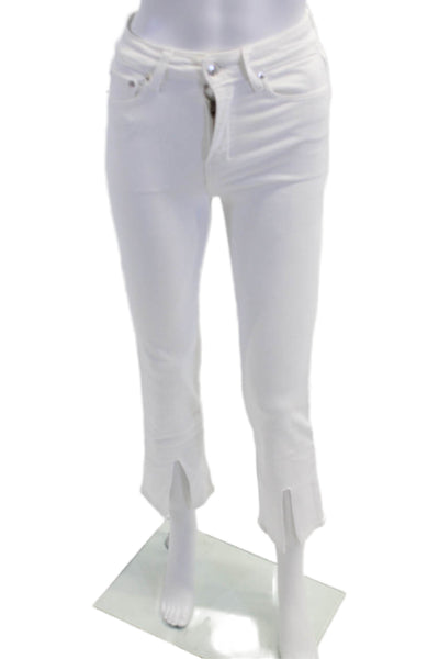 Derek Lam 10 Crosby Womens Mid Rise Flare Slit Jeans White Denim Size 23