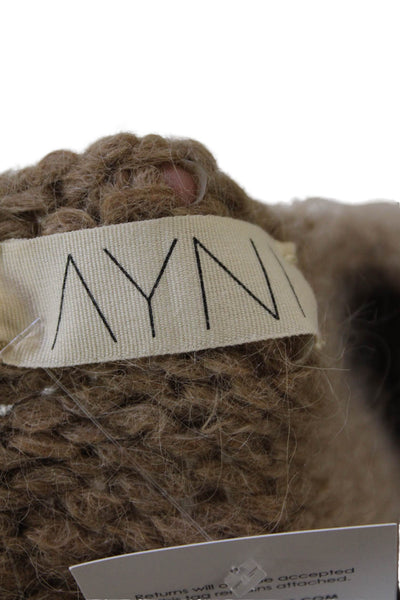 Ayni Womens Fuzzy One Button Long Sleeve Cardigan Sweater Top Brown Size XS