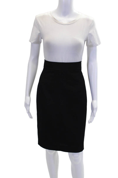 Akris Womens Wool Striped Texture Lined Zipped Knee Length Skirt Black Size 12