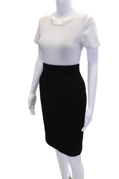 Akris Womens Wool Striped Texture Lined Zipped Knee Length Skirt Black Size 12