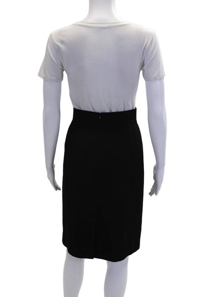 Akris Womens Wool Striped Texture Lined Zipped Knee Length Skirt Black Size 12