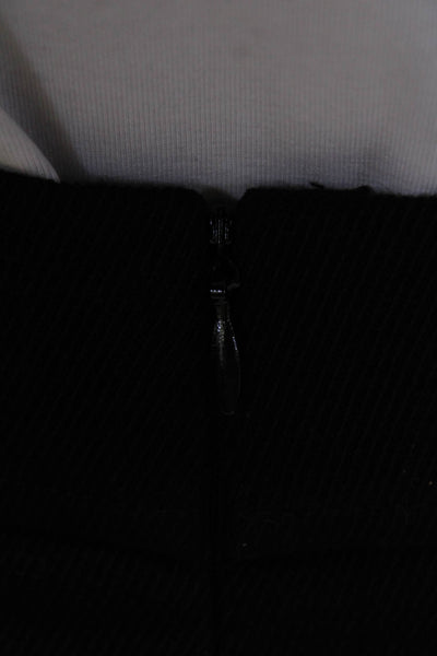Akris Womens Wool Striped Texture Lined Zipped Knee Length Skirt Black Size 12