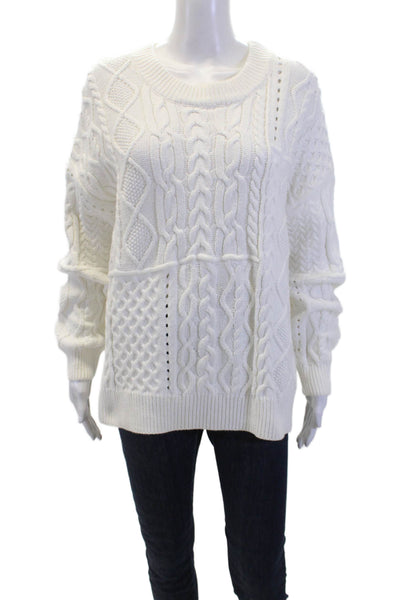 Pilcro and the Letterpress Anthropologie Womens Cotton Knit Sweater White Size S