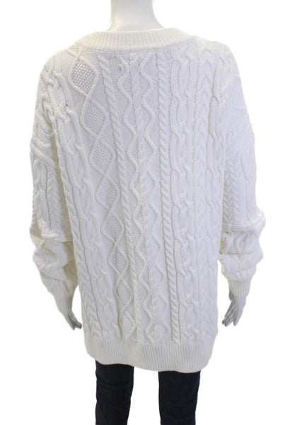 Pilcro and the Letterpress Anthropologie Womens Cotton Knit Sweater White Size S