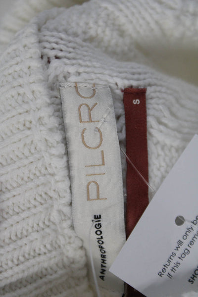 Pilcro and the Letterpress Anthropologie Womens Cotton Knit Sweater White Size S