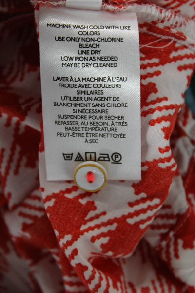 Maeve Anthropologie Womens Cotton Short Sleeve Button Checker Blouse Red Size M