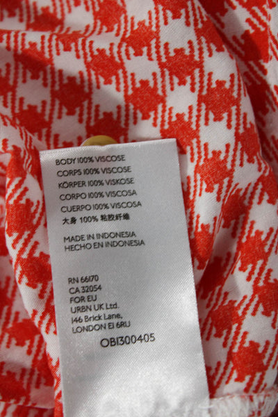 Maeve Anthropologie Womens Cotton Short Sleeve Button Checker Blouse Red Size M