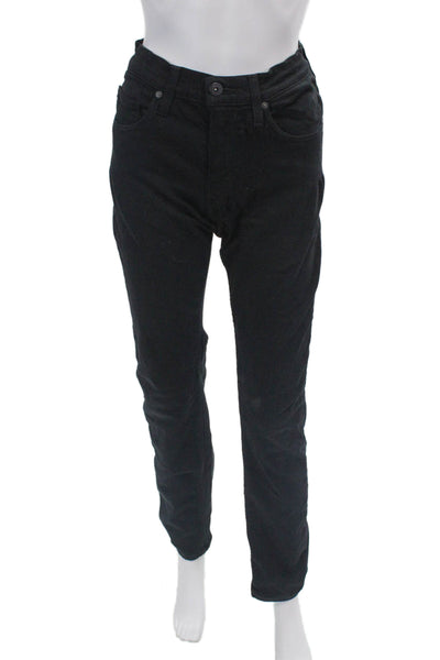 Paige Women's High Waist Five Pocket Straight Leg Jean Pants Black Size 28
