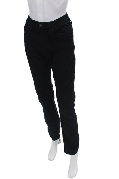 Paige Women's High Waist Five Pocket Straight Leg Jean Pants Black Size 28
