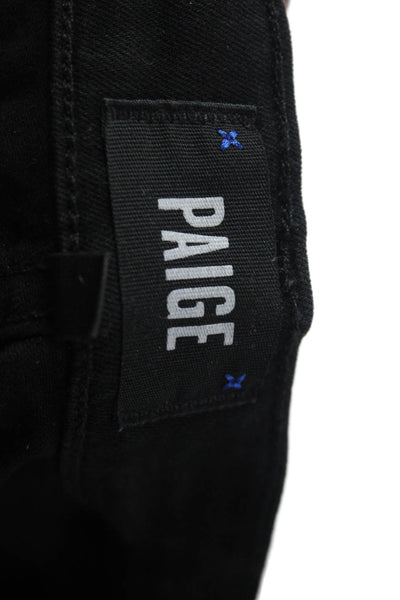 Paige Women's High Waist Five Pocket Straight Leg Jean Pants Black Size 28