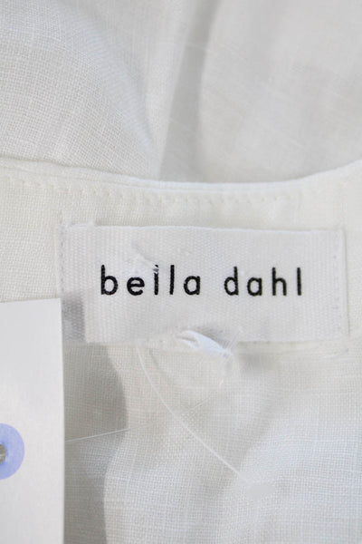 Bella Dahl Womens Linen Sleeveless V-Neck Tied Peplum Blouse White Size S