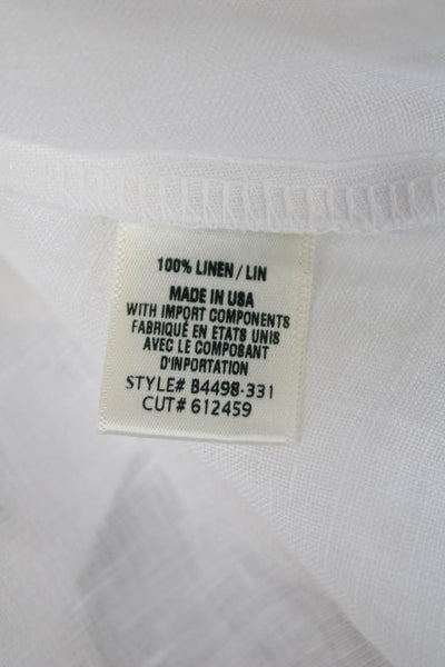 Bella Dahl Womens Linen Sleeveless V-Neck Tied Peplum Blouse White Size S