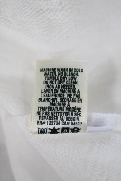 Bella Dahl Womens Linen Sleeveless V-Neck Tied Peplum Blouse White Size S