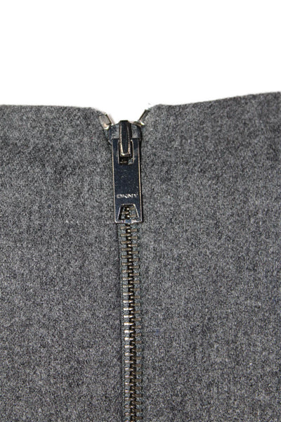 DKNY Womens Wool Colorblock Round Neck Sleeveless Zip Up Dress Gray Size M