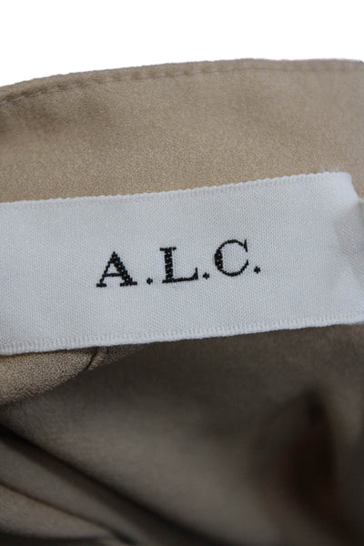 A.L.C. Womens Silk Ruffle Detail Sleeveless Button Up Mini Dress Beige Size 6