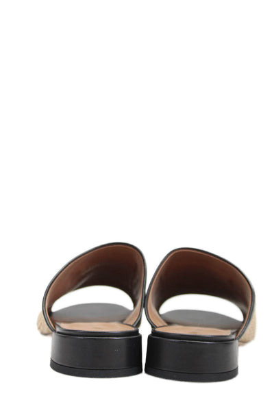 Emporio Armani Womens Woven Logo Embroidered Slide Sandals Brown Size EUR 41