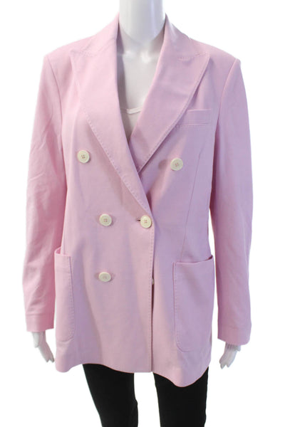 Circolo Womens Double Breasted Long Sleeve Unlined Blazer Light Pink Size 36