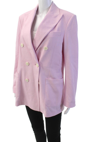 Circolo Womens Double Breasted Long Sleeve Unlined Blazer Light Pink Size 36