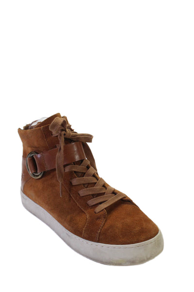 Frye Mens Suede Textured Lace Up Lined High Top Casual Sneakers Brown Size 9.5