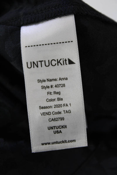 Untuckit Womens Button Front Belted Collared Leopard Dress Gray Cotton Size 8