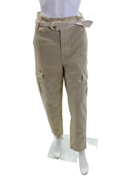 Frame Womens Cotton Straight Leg Zip Button Casual Pants Khaki Size EUR 25
