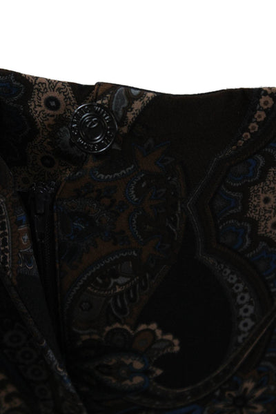 Cambio Womens Paisley Print High Rise Creased Slim Leg Pants Brown Blue Size 4