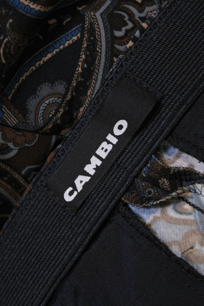 Cambio Womens Paisley Print High Rise Creased Slim Leg Pants Brown Blue Size 4