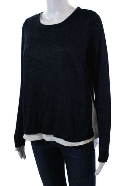 Elliott Lauren Womens Long Sleeves Crew Neck Sweater Navy Blue Size Extra Small