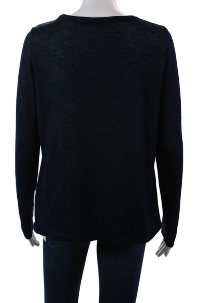 Elliott Lauren Womens Long Sleeves Crew Neck Sweater Navy Blue Size Extra Small