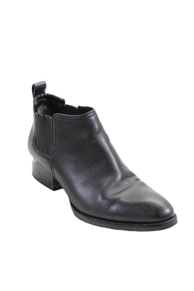 Alexander Wang Womens Leather Stretch Inset Pull On Ankle Boots Black Size 36 6