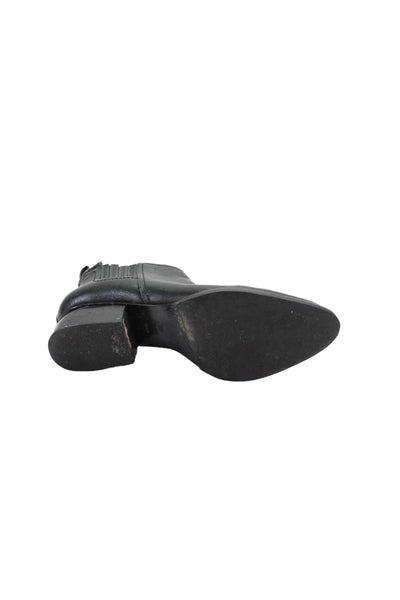 Alexander Wang Womens Leather Stretch Inset Pull On Ankle Boots Black Size 36 6