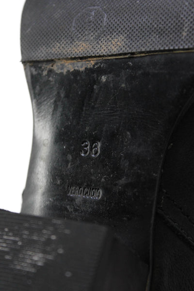 Alexander Wang Womens Leather Stretch Inset Pull On Ankle Boots Black Size 36 6