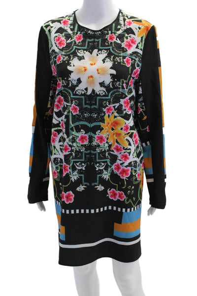 Clover Canyon Womens Long Sleeve Round Neck Floral Print Dress Black Size M