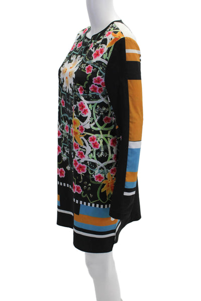 Clover Canyon Womens Long Sleeve Round Neck Floral Print Dress Black Size M