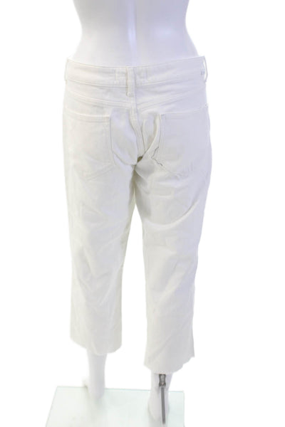 DL 1961 Womens Cotton Blend Distressed Low Rise Capri Jeans White Size 30