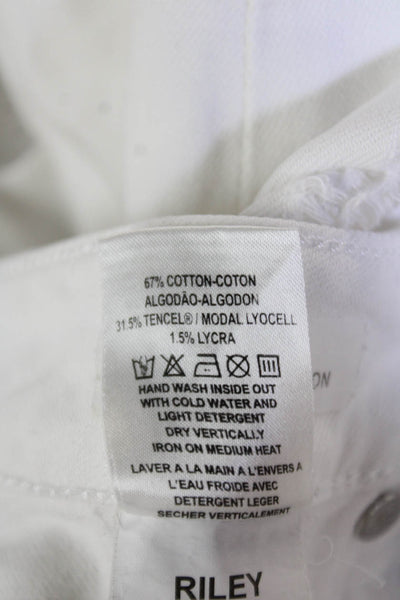DL 1961 Womens Cotton Blend Distressed Low Rise Capri Jeans White Size 30