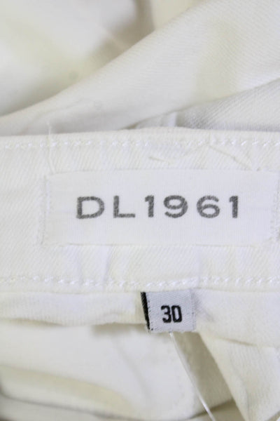 DL 1961 Womens Cotton Blend Distressed Low Rise Capri Jeans White Size 30