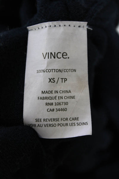 Vince Womens Long Sleeve Scoop Neck Knit Shirt Navy Blue Cotton Size Extra Small