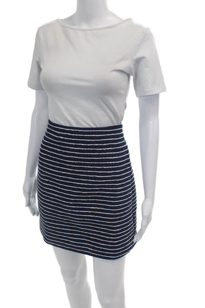 J Crew Womens Lined Striped Zip Up Mini A-Line Skirt Blue Size 00