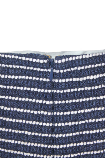 J Crew Womens Lined Striped Zip Up Mini A-Line Skirt Blue Size 00