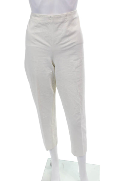 Gunex Womens Cotton Tapered Leg Zipped Cropped Dress Pants White Size 10