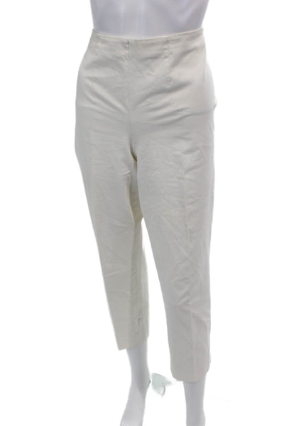 Gunex Womens Cotton Tapered Leg Zipped Cropped Dress Pants White Size 10