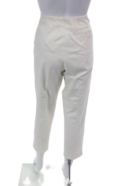 Gunex Womens Cotton Tapered Leg Zipped Cropped Dress Pants White Size 10