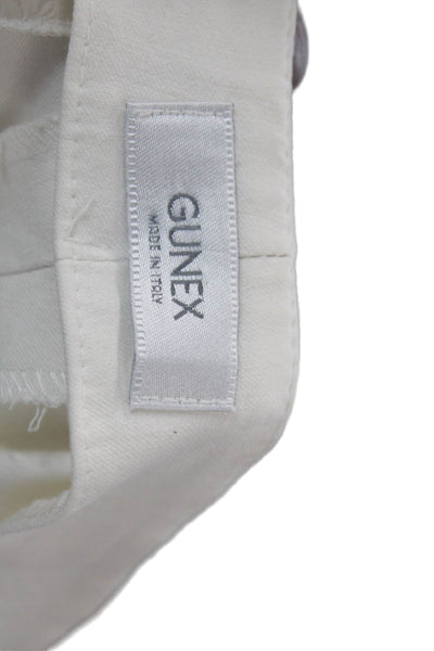 Gunex Womens Cotton Tapered Leg Zipped Cropped Dress Pants White Size 10